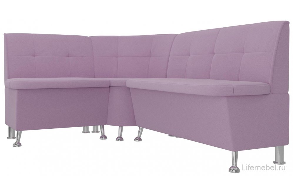 Кухонный диван угловой Феникс левый сиреневый микровельвет