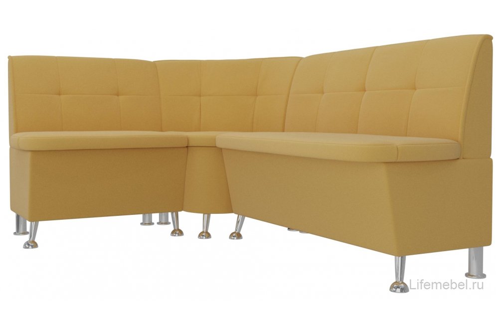 Кухонный диван угловой Феникс левый желтый микровельвет
