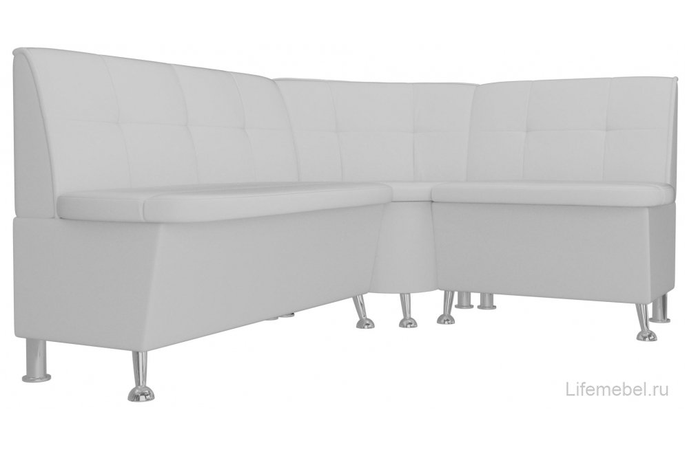 Кухонный диван угловой Феникс правый белая экокожа