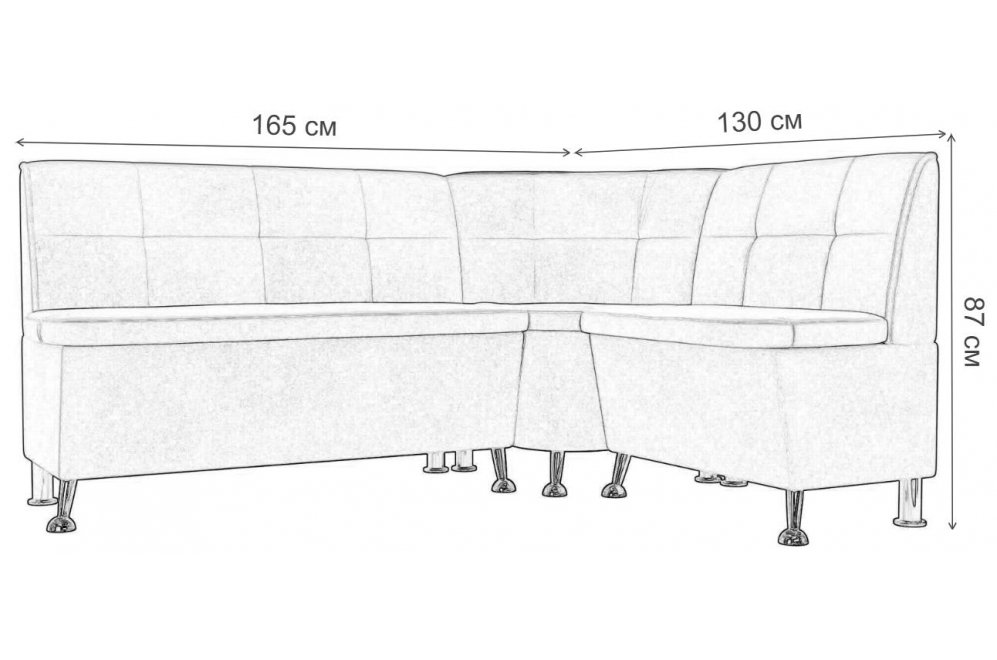 Кухонный диван угловой Феникс правый бежевая рогожка