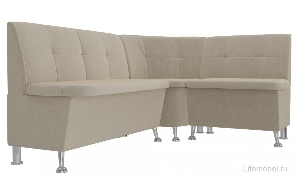Кухонный диван угловой Феникс правый бежевый микровельвет