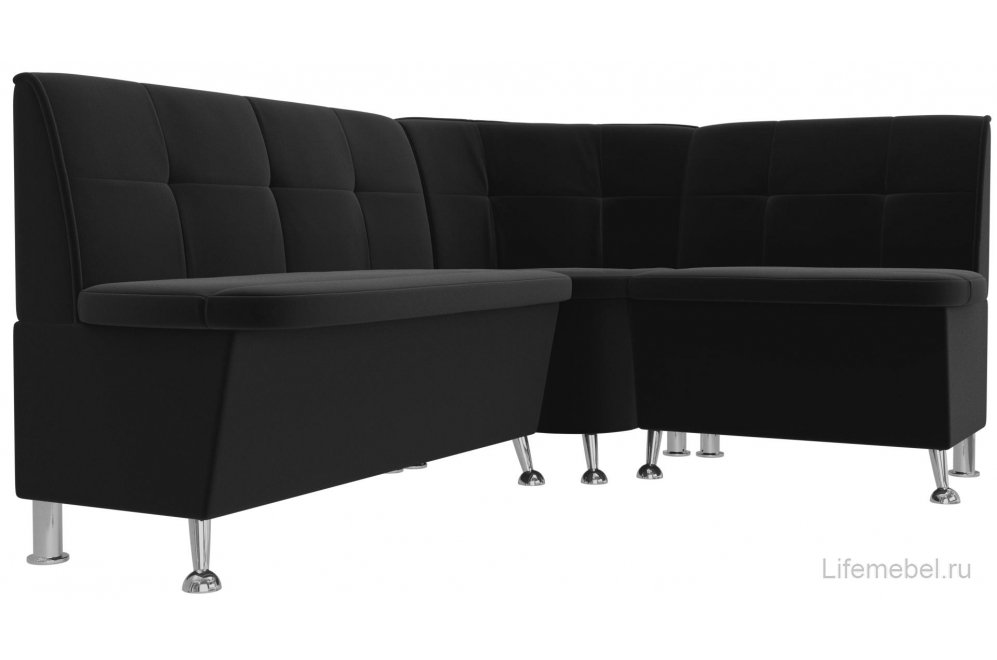 Кухонный диван угловой Феникс правый черный микровельвет