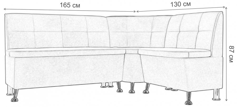 Кухонный диван угловой Феникс правый голубой велюр