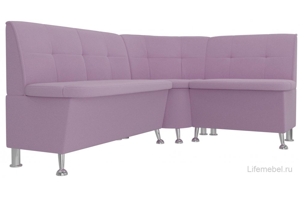Кухонный диван угловой Феникс правый сиреневый микровельвет