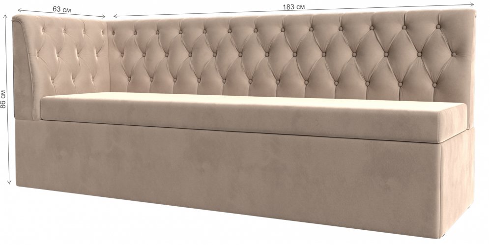 Кухонный диван угловой Маркиз левый бежевый велюр