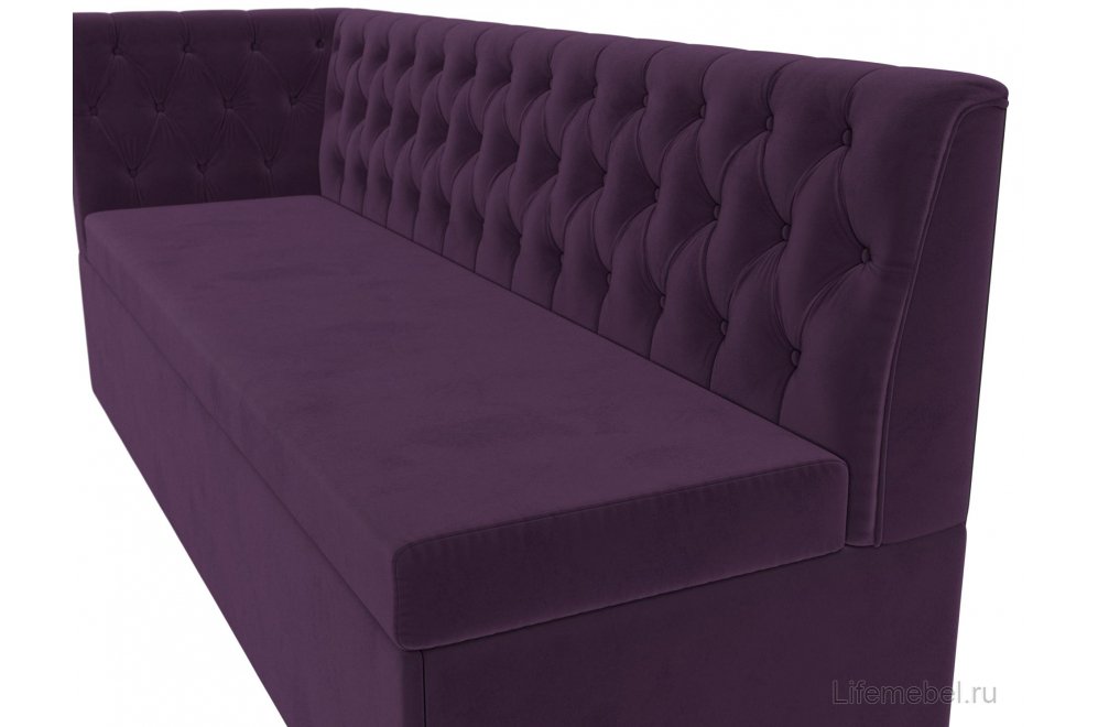Кухонный диван угловой Маркиз левый фиолетовый велюр