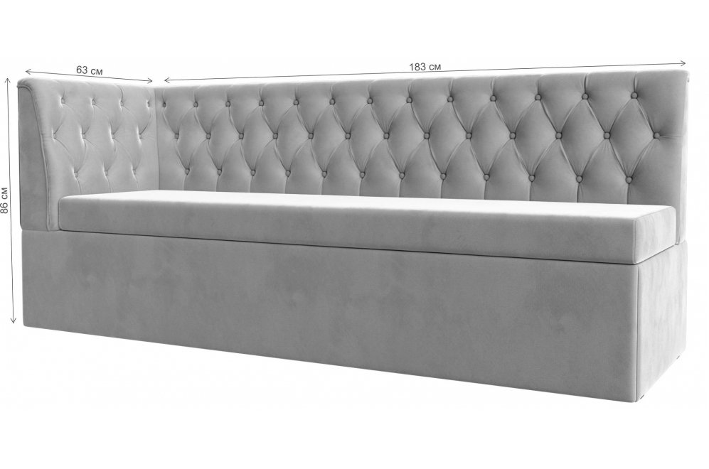 Кухонный диван угловой Маркиз левый голубой велюр