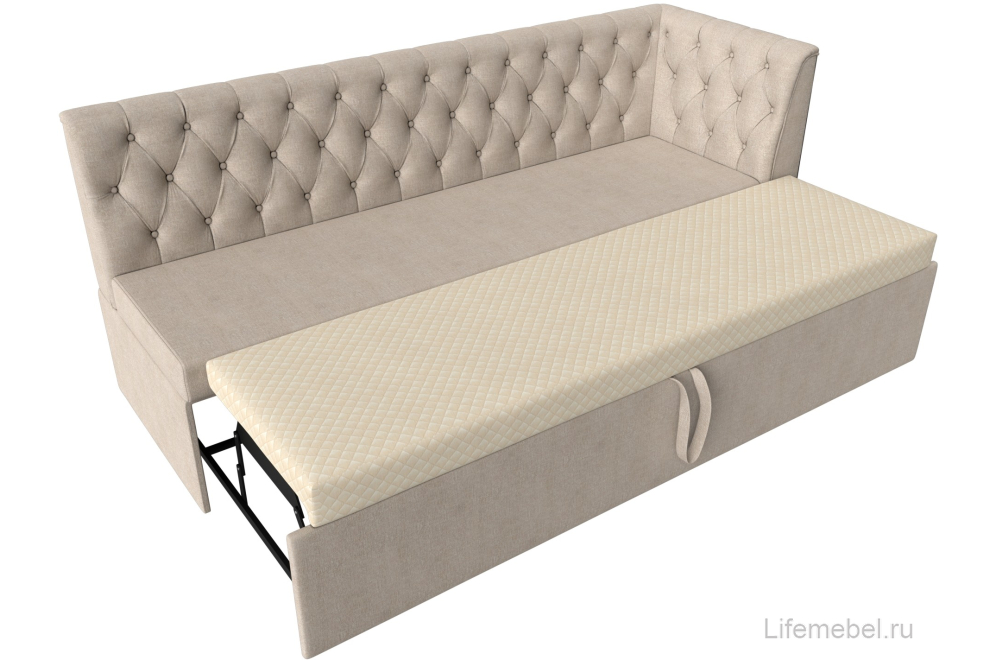 Кухонный диван угловой Маркиз правый бежевая рогожка