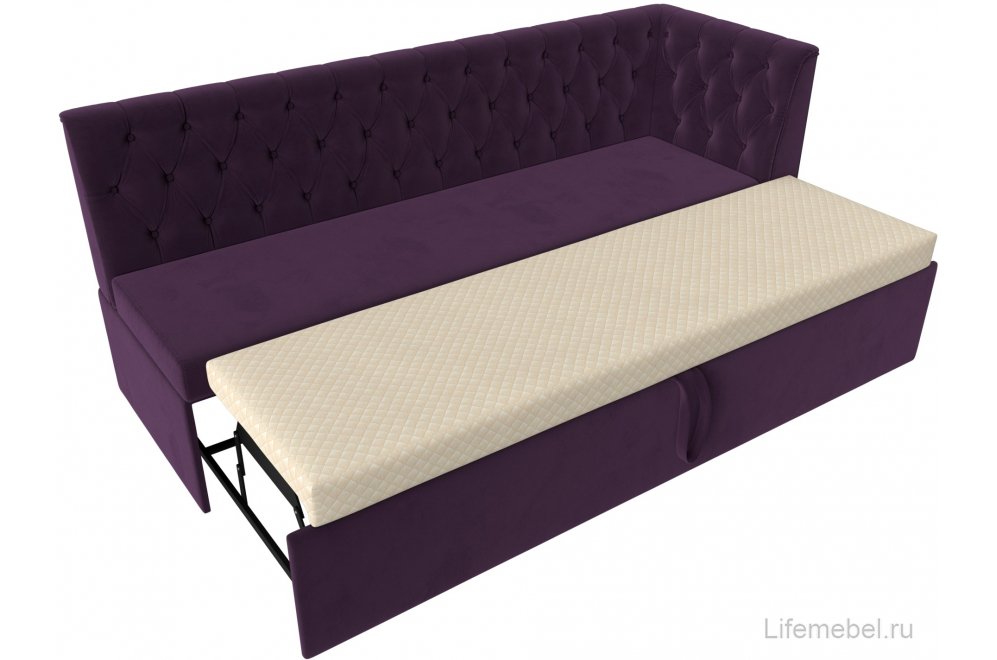 Кухонный диван угловой Маркиз правый фиолетовый велюр