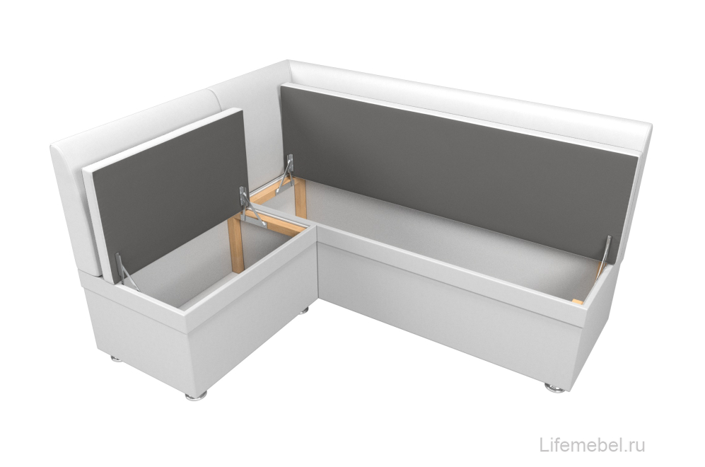 Кухонный диван Уют угловой экокожа белый левый