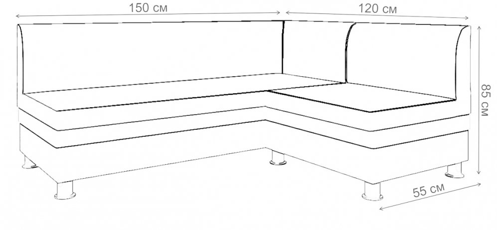 Кухонный диван Уют угловой экокожа белый правый