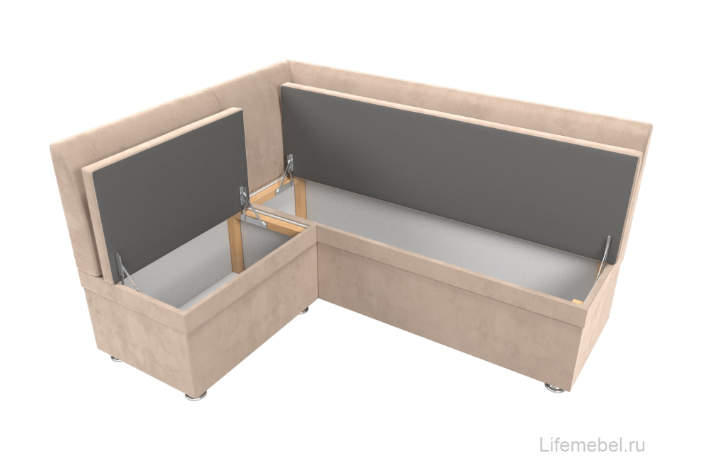 Кухонный диван Уют угловой экокожа бежевый левый