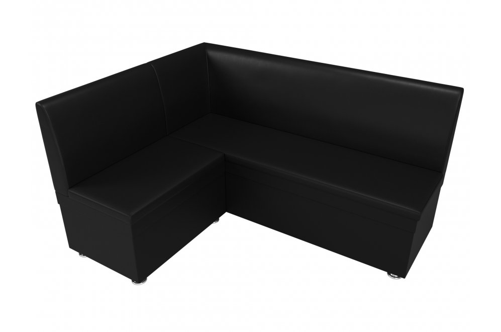 Кухонный диван Уют угловой экокожа черный левый