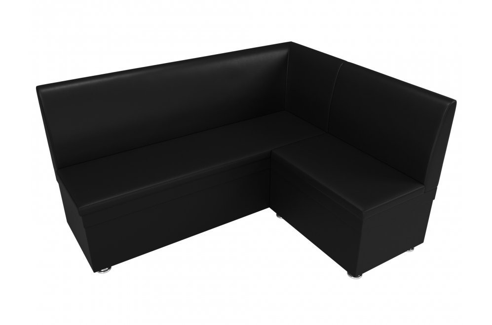 Кухонный диван Уют угловой экокожа черный правый