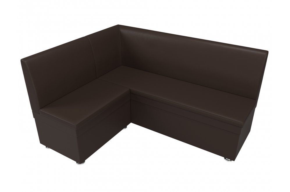 Кухонный диван Уют угловой экокожа коричневый левый