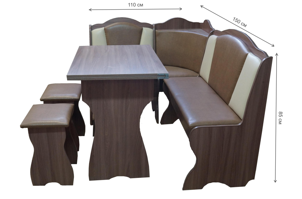 Кухонный уголок Елена-10 шимо темный / кожзам комбинированный