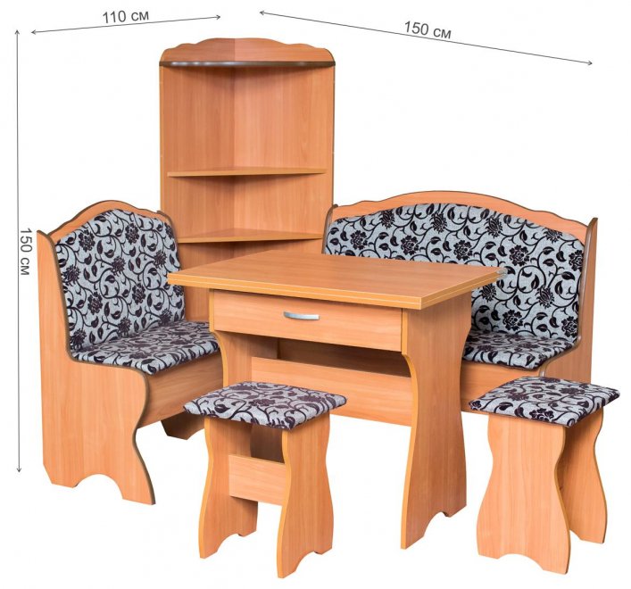 Кухонный уголок Елена-2 ольха / ткань