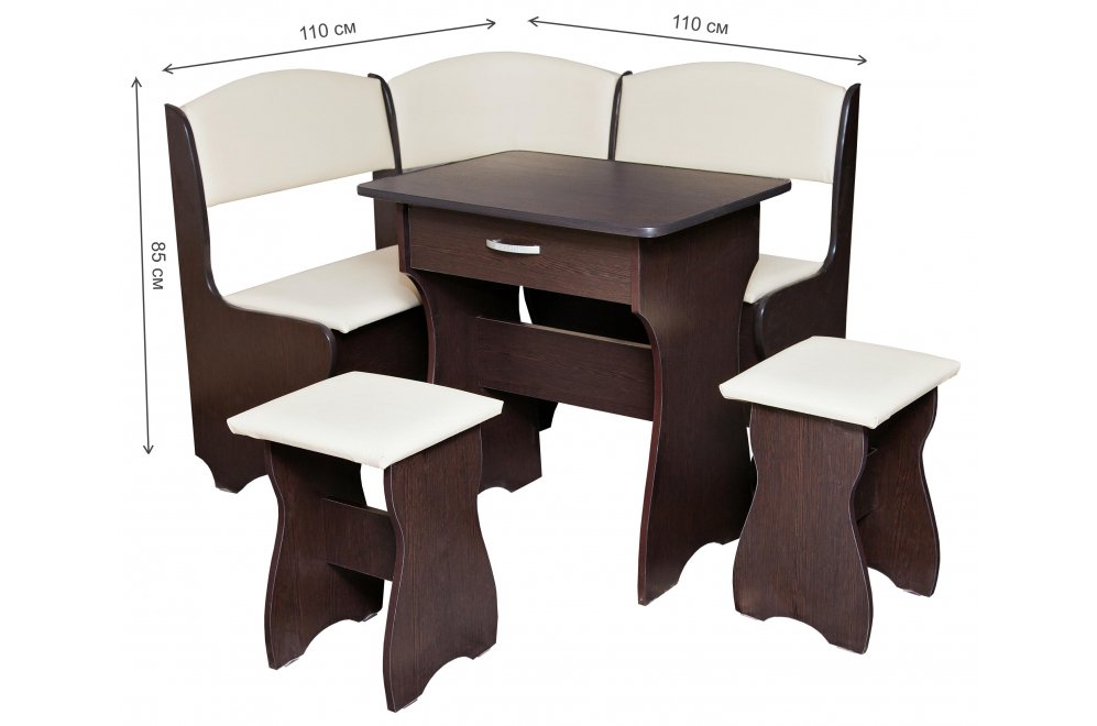 Кухонный уголок Елена-7 мини венге / кожзам бежевый