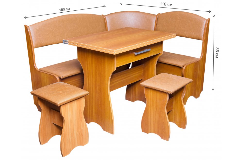 Кухонный уголок Елена-7 ольха / кожзам персик