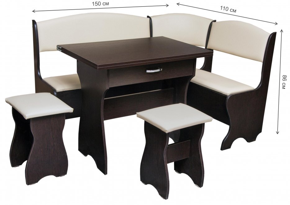 Кухонный уголок Елена-7 венге / кожзам бежевый