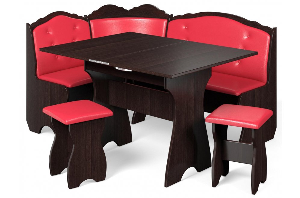 Кухонный уголок Елена-8 венге / кожзам красный