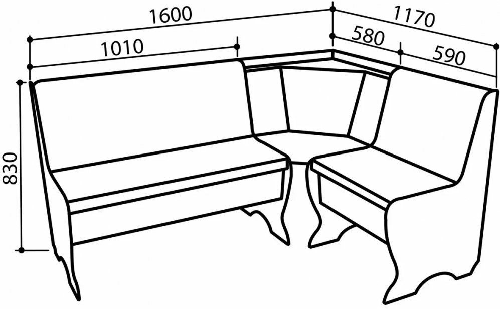 Кухонный уголок КУ-194 венге / черный