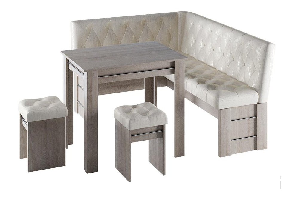 Кухонный уголок Парма дуб пикард / кожзам светлый