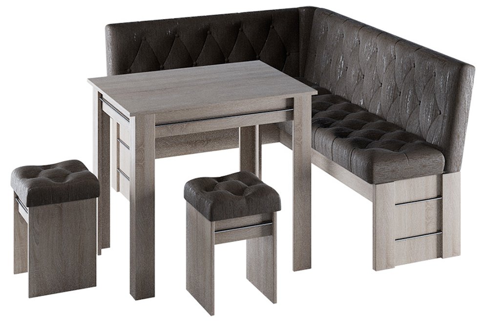 Кухонный уголок Парма дуб сонома трюфель / темный