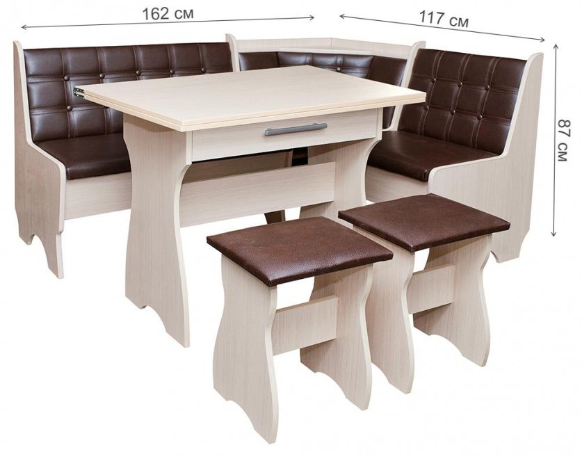 Кухонный уголок Смак-3 дуб / кожзам коричневый