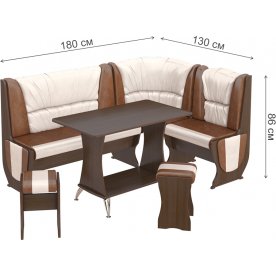 Кухонный уголок Уют-5 Люкс МФ-101.003 венге / кожзам / санчо / коричневый