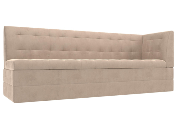 Диван кухонный угловой Бриз правый вельвет зеленый бежевый велюр