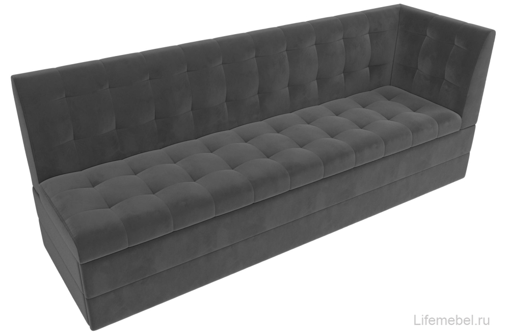 Кухонный диван Бриз правый серый велюр
