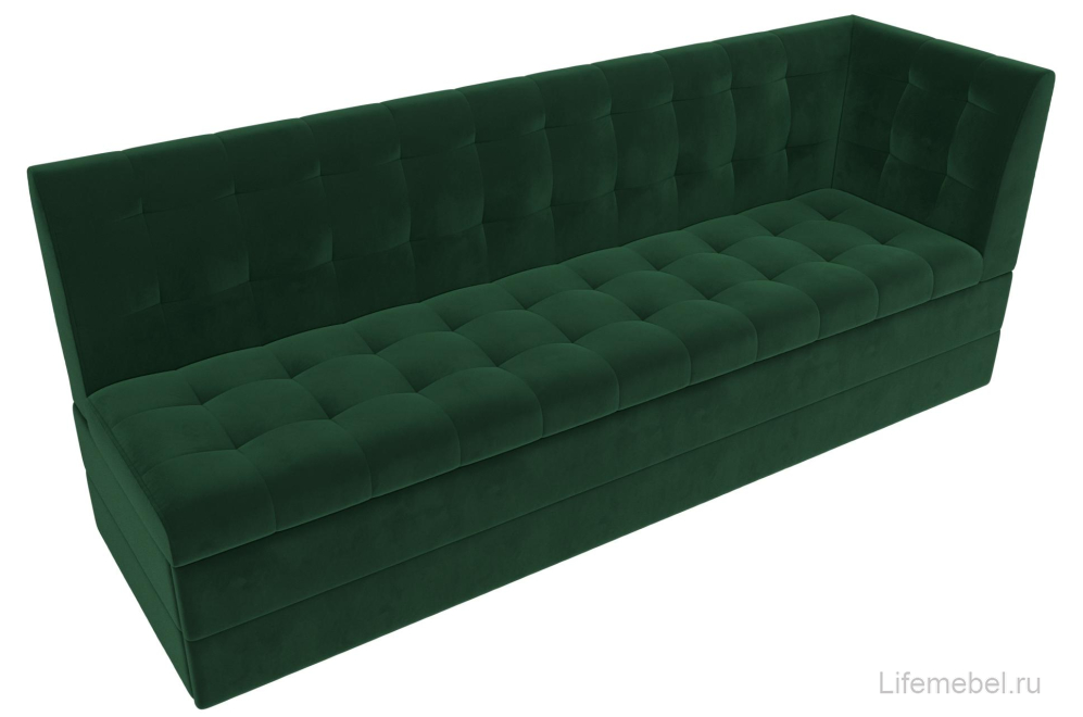 Кухонный диван Бриз правый зеленый велюр