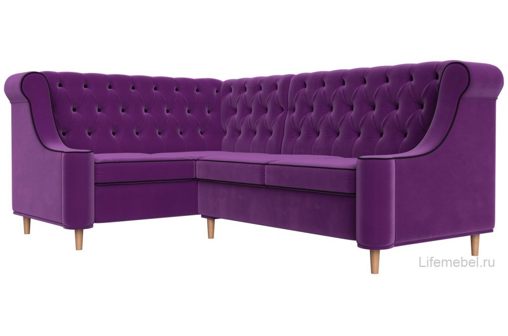 Кухонный диван Бронкс левый микровельвет фиолетовый