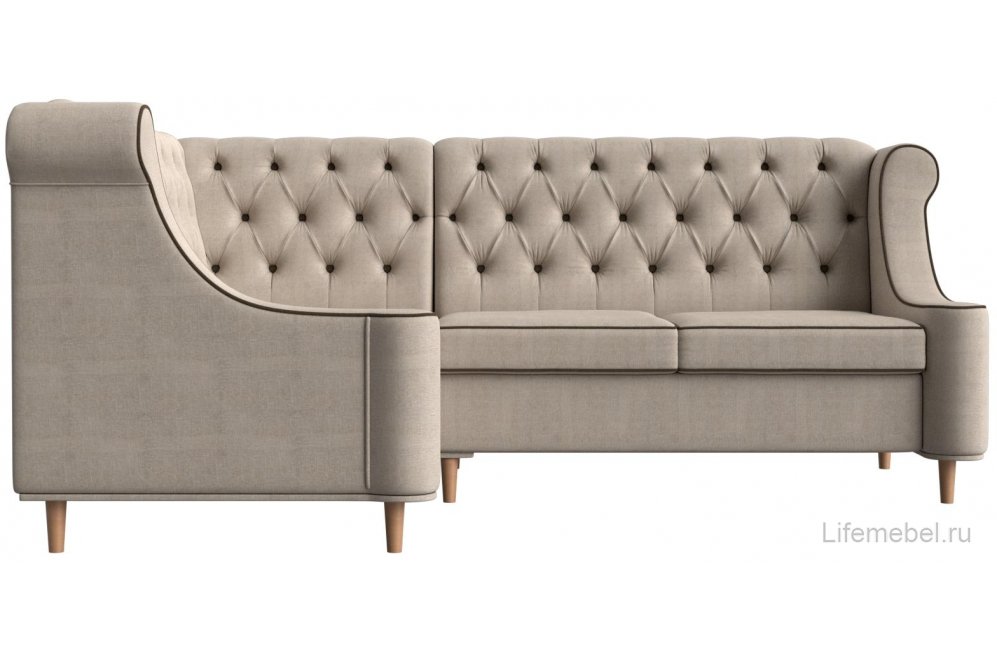 Кухонный диван Бронкс левый рогожка бежевый