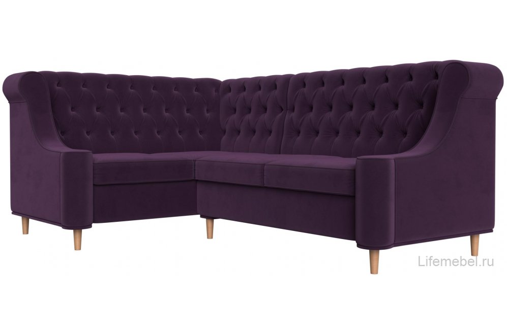 Кухонный диван Бронкс левый велюр фиолетовый