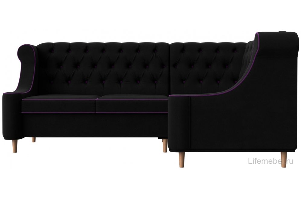 Кухонный диван Бронкс правый микровельвет черный