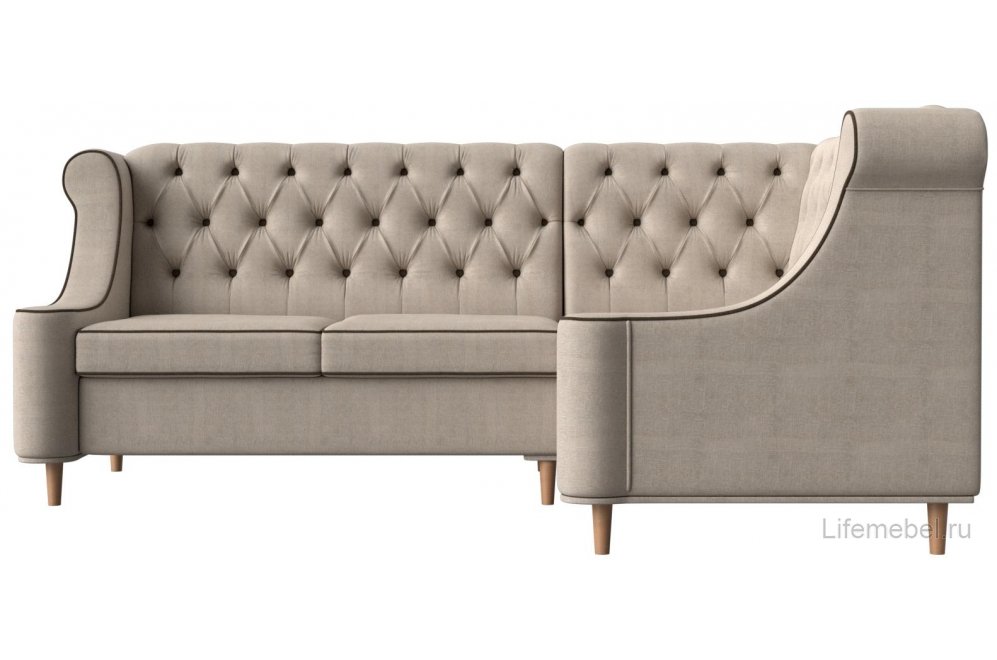 Кухонный диван Бронкс правый рогожка бежевый