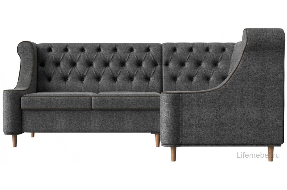 Кухонный диван Бронкс правый рогожка серый