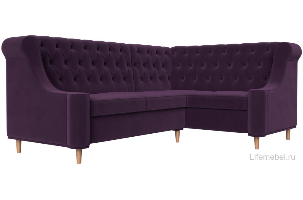 Кухонный диван Бронкс правый велюр фиолетовый
