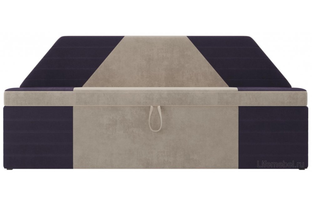 Кухонный диван Дуглас велюр бежевый / фиолетовый