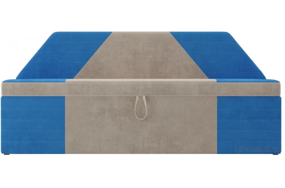 Кухонный диван Дуглас велюр бежевый / голубой