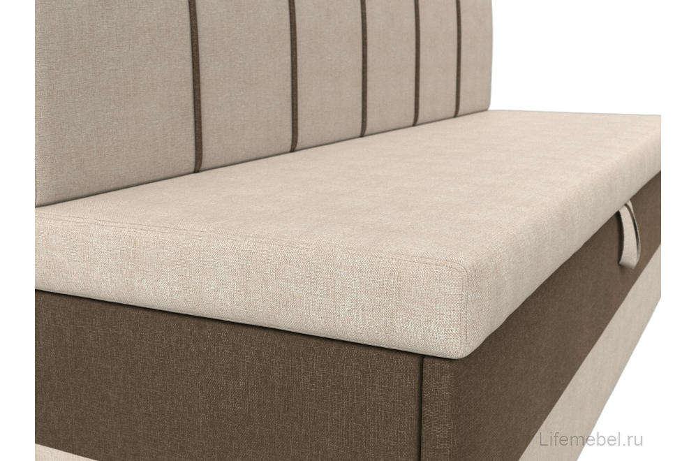 Кухонный диван Энигма бежевая / коричневая рогожка