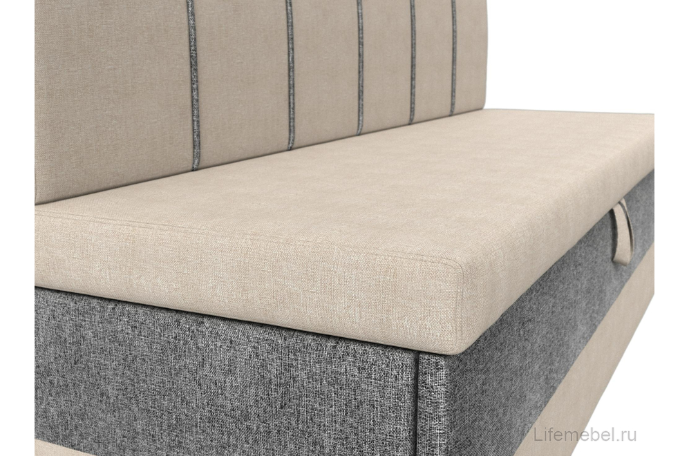 Кухонный диван Энигма бежевая / серая рогожка