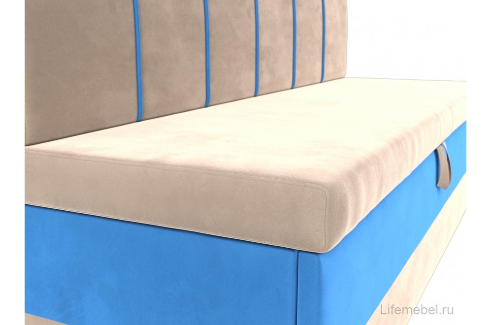 Кухонный диван Энигма бежевый / голубой велюр