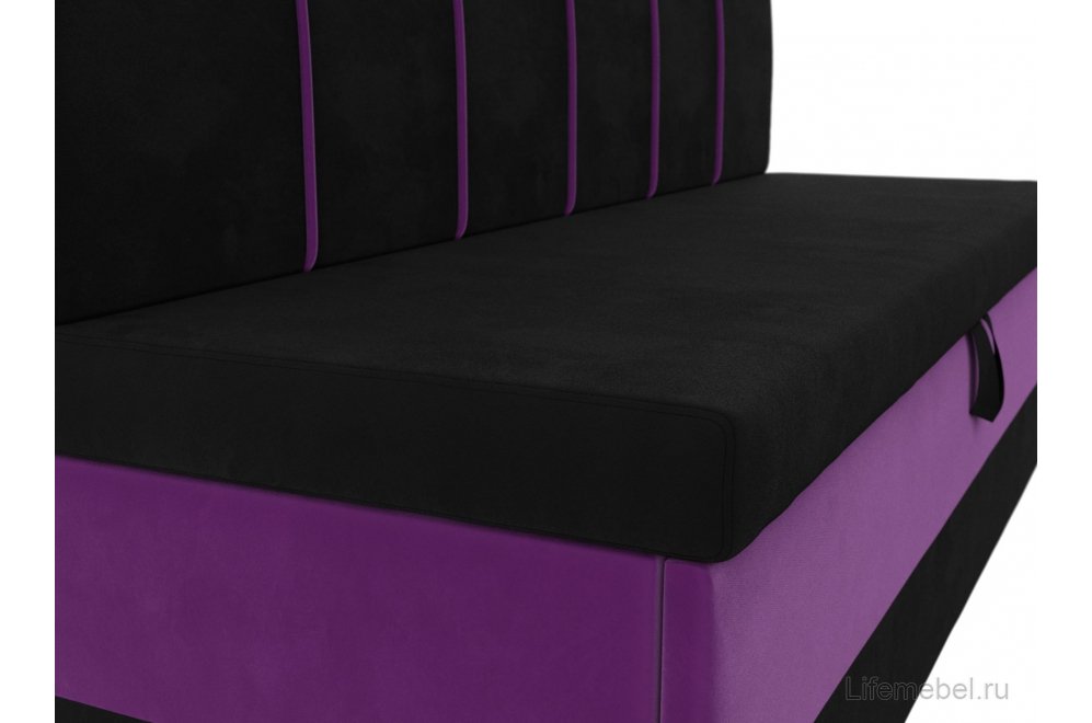 Кухонный диван Энигма черный / фиолетовый микровельвет