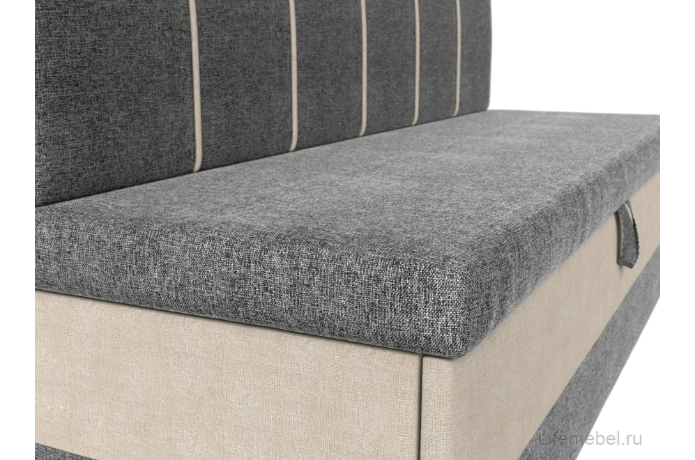 Кухонный диван Энигма серая / бежевая рогожка