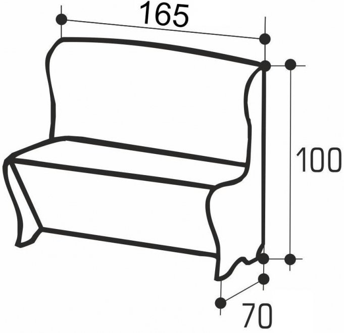 Кухонный диван Лагуна с ящиком и подлокотниками