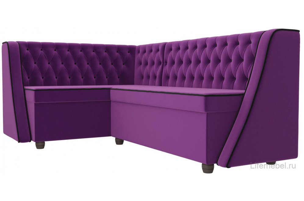 Кухонный диван Лофт левый микровельвет фиолетовый