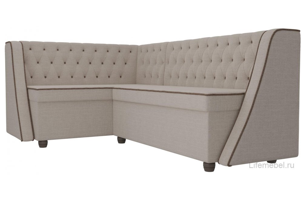 Кухонный диван Лофт левый рогожка бежевый